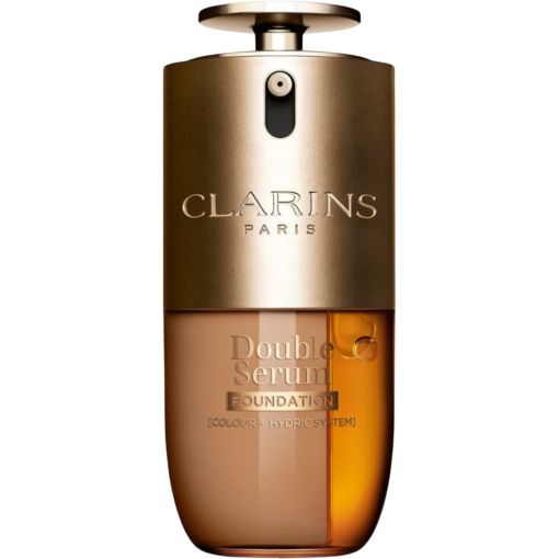 Clarins Double Serum Foundation Base de maquillaje h&iacute;brida fusiona maquillaje y cuidado antiedad con f&oacute;rmula innovadora ofreciendo luminosidad inmediata