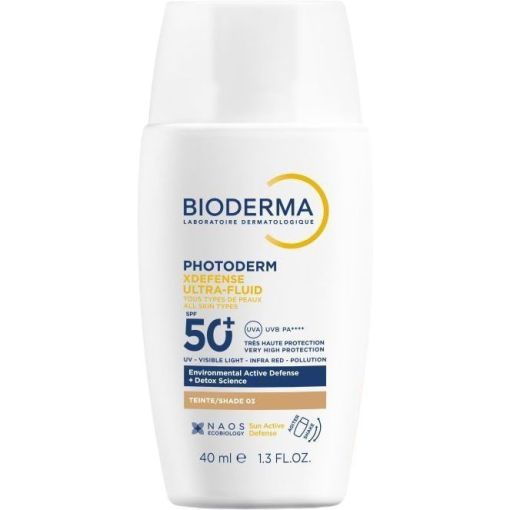 Bioderma Photoderm Xdefense Ultra Fluid Spf 50+ Protector solar facial con color efecto detox protege contra los agresores ambientales el sol y la contaminación 40 ml