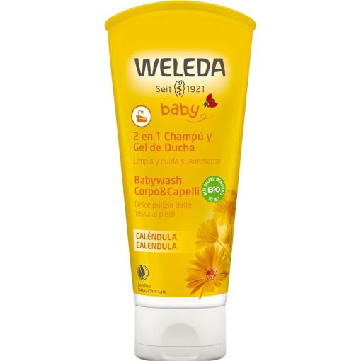Weleda Baby Cal&eacute;ndula Gel De Ba&ntilde;o-Champ&uacute; 2 En 1 Gel de ducha y champ&uacute; limpia y cuida suavemente para beb&eacute; 200 ml
