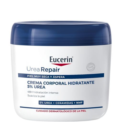 Eucerin Urea Repair Crema Corporal Hidratante 5% Urea Crema corporal hidratante ofrece fórmula exclusiva aliviando aspereza y tirantez hasta 48 horas 450 ml