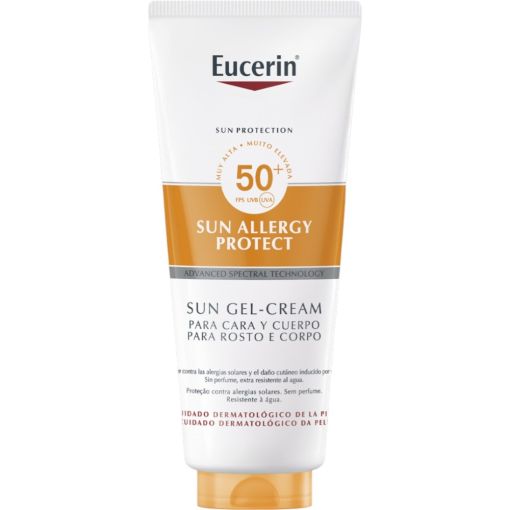 Eucerin Sun Allergy Protect Sun Gel-Cream Spf 50+ Protector solar facial y corporal resistente al agua ayuda a prevenir las alerg&iacute;as provocadas por el sol 200 ml