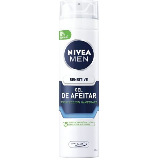 Nivea Men Sensitive Gel De Afeitar Gel de afeitar sin alcohol protege la piel de la irritaci&oacute;n durante el afeitado 200 ml