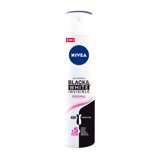 Nivea Black & White Invisible Original Desodorante Spray Desodorante invisible antitranspirable con toques florales 48 horas 200 ml