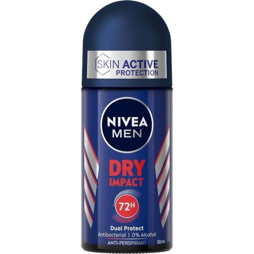 Nivea Men Dry Impact Desodorante Roll-On Desodorante antitranspirante contra el exceso de humedad y el olor 72 horas 50 ml