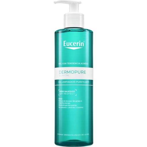 Eucerin Dermopure Clinical Gel Limpiador Purificante Gel limpiador facial suave sin perfumes ni jabones elimina bacterias y purifica la piel sin resecarla 200 ml