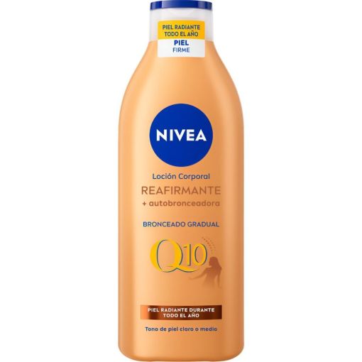 Nivea Q10 Reafirmante + Autobronceadora Body Lotion Loci&oacute;n corporal reafirmante y autobronceadora aspecto natural para tono de piel claro o medio 400 ml