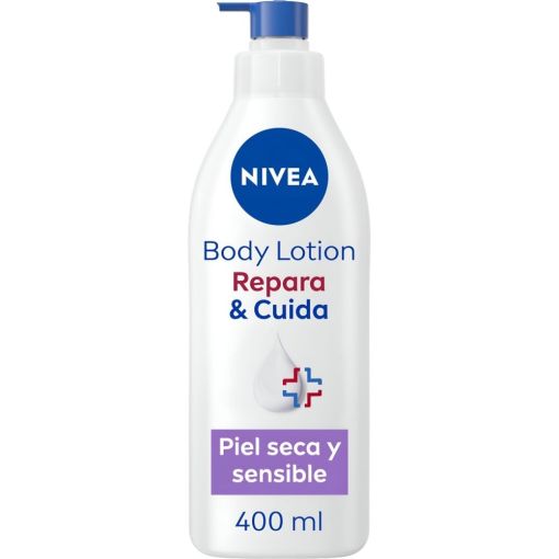 Nivea Repara & Cuida Body Lotion Sin Perfume Loción corporal de rápida absorción ofrece hidratación profunda hasta 72 horas con glicerina y panthenol 400 ml