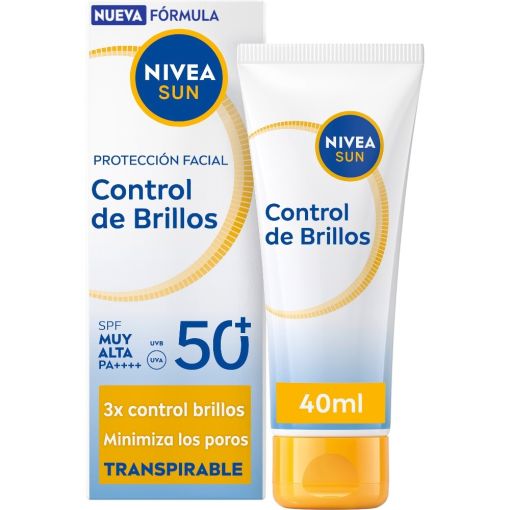Nivea Sun Control De Brillos Protecci&oacute;n Facial Spf 50+ Protector solar facial de textura no pegajosa ofrece efecto mate y control de brillos hasta 12 horas 40 ml