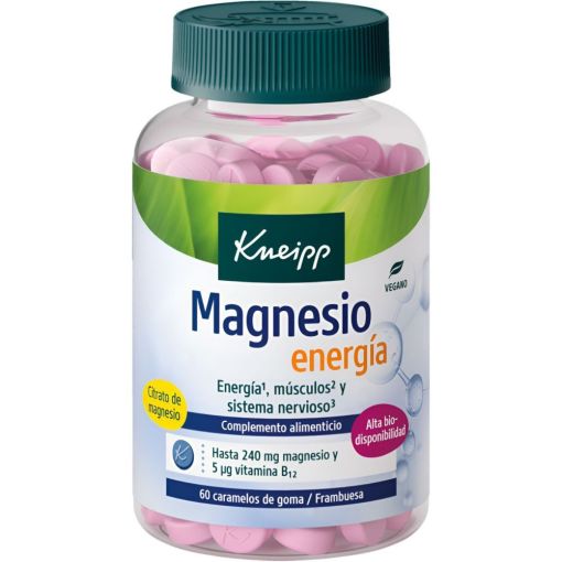 Kneipp Magnesio Energ&iacute;a Complemento Alimenticio Complemento alimenticio vegano ayuda a reducir el cansancio y la fatiga con sabor frambuesa 60 uds