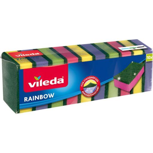 Vileda Estropajo Rainbow Estropajo elimina eficazmente la suciedad de todo tipo de superficies 10 uds