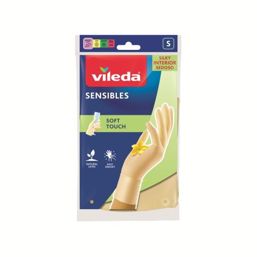 Vileda Guantes Sensibles Talla S Guantes máxima sensibilidad y agarre aroma a vainilla
