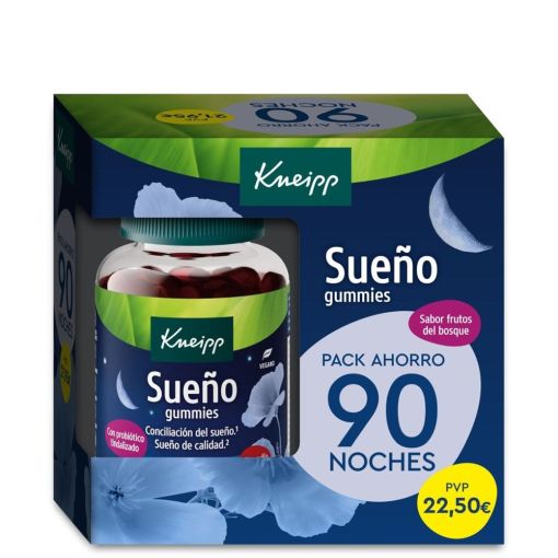 Kneipp Sueño Gummies Complemento Alimenticio Pack Ahorro Complemento alimenticio con probióticos favorecen la conciliación del sueño con sabor frutos del bosque 90 uds