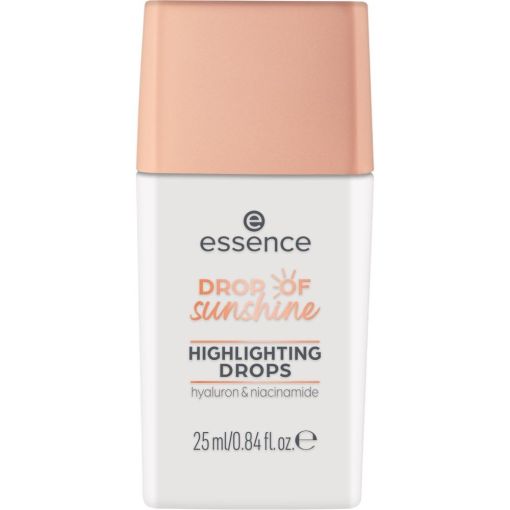 Essence Drop Of Sunshine Highlighting Drops Iluminador fluido acabado brillante enriquecido con ácido hialurónico y niacinamidas