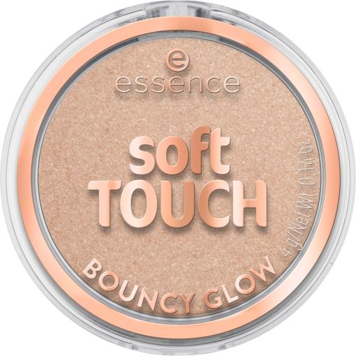 Essence Soft Touch Bouncy Glow Iluminador de textura flexible ofrece acabado sedoso y empolvado sin esfuerzo con sutil aroma a vainilla