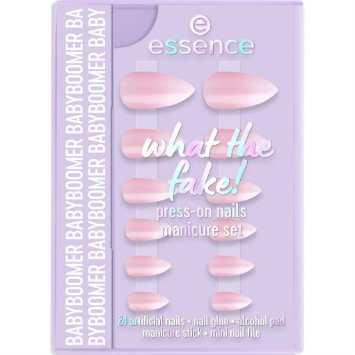 Essence What The Fake! Press-On Nail Manicure Set Baby Boomer Set de manicura de alta calidad se adapta perfectamente ofreciendo un sutil tono rosa con efecto baby boomer