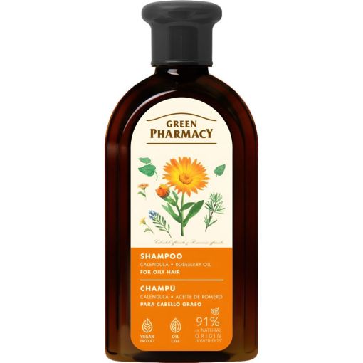 Green Pharmacy Caléndula Champú Champú con efecto calmante y fortalecedor neutraliza los radicales libres para cabello graso 350 ml