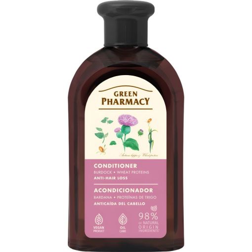 Green Pharmacy Bardana Y Proteínas De Trigo Acondicionador Acondicionador vegano hidrata fortalece y nutre ideal para cabello débil y quebradizo 300 ml