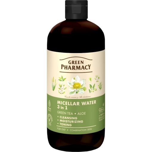 Green Pharmacy Té Verde Y Camomila Agua Micelar 3 En 1 Agua micelar limpiadora tonificante e hidratante elimina todo tipo de maquillaje liberando la piel de impurezas 500 ml