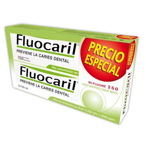 Fluocaril Bi-Fluoré 250 Pasta Dentífrica Duplo Precio Especial Pasta de dientes con flúor previene la caries dental 2x125 ml