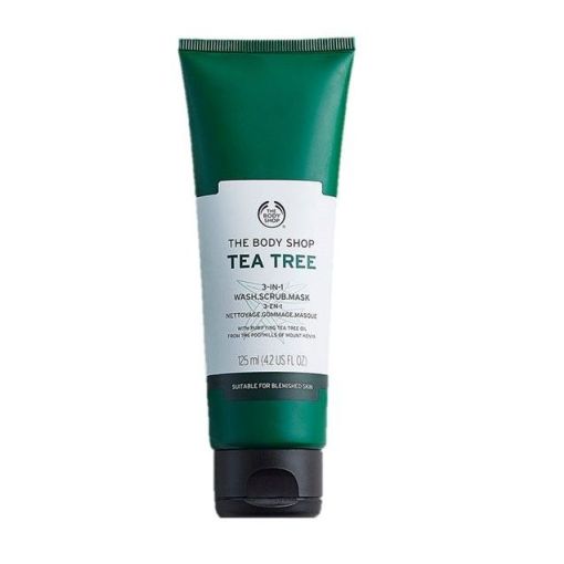 The Body Shop Tea Tree 3-In-1 Wash Scrub Mask Mascarilla exfoliante 3 en 1 con árbol de té combate las imperfecciones y exceso de grasa 125 ml