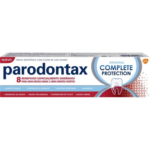Parodontax Original Complete Protection Pasta Dent&iacute;frica Pasta de dientes con 8 beneficios para enc&iacute;as sanas y dientes fuertes 75 ml