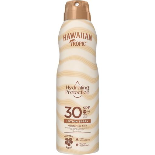 Hawaiian Tropic Hydrating Protection Lotion Spray Spf 30 Spray solar de textura ultraligera muy resistente al agua para piel hidratada 12 horas 177 ml