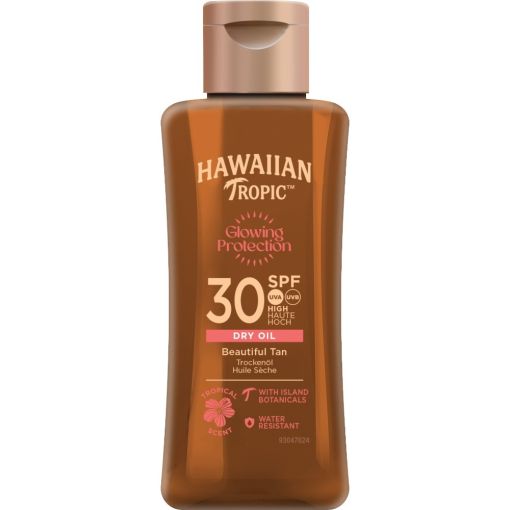 Hawaiian Tropic Glowing Protection Dry Oil Spf 30 Aceite solar bronceador resistente al agua de f&aacute;cil aplicaci&oacute;n para piel ultrasuave hidratada y brillante 75 ml