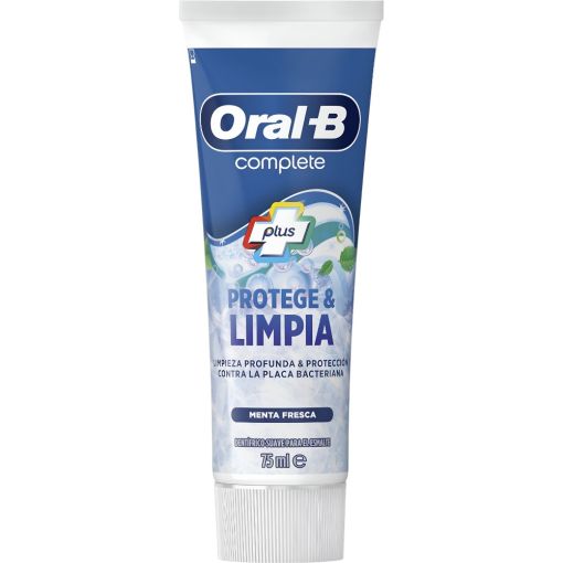 Oral-B Complete Protege & Limpia Dent&iacute;frico Pasta de dientes limpieza profunda y protecci&oacute;n antibacteriana sabor menta fresca 75 ml