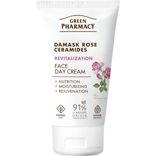 Green Pharmacy Rosa De Damasco Crema Facial De D&iacute;a Crema facial devuelve la firmeza y elasticidad calmando irritaciones y eliminando sensaci&oacute;n de tirantez 50 ml
