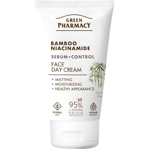 Green Pharmacy Bamb&uacute; Y Niacinamida Crema Facial De D&iacute;a Crema facial hidratante y matificante resuelve brillo aceitoso sensaci&oacute;n grasa poros dilatados y puntos negros 50 ml