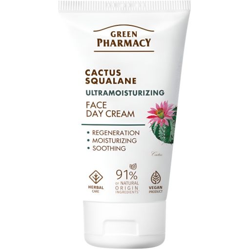 Green Pharmacy Cactus Y Escualeno Crema Facial De D&iacute;a Crema facial hidratante y ligera retiene la humedad creando una barrera protectora para una piel fresca 50 ml