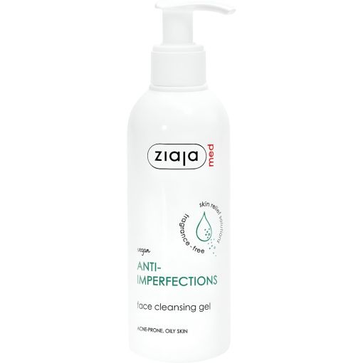 Ziaja Med Anti-Imperfecciones Gel Limpiador Gel limpiador vegano antiimperfecciones reduce puntos negros aliviando la piel hipersensible 200 ml