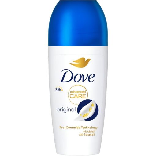 Dove Advanced Care Original Desodorante Roll-On Desodorante antitranspirante 0% alcohol protege tus axilas durante 72 horas 50 ml