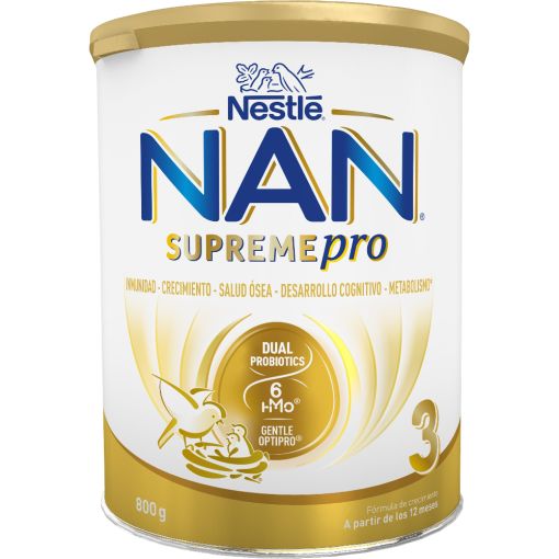 Nestle Leche De Crecimiento Premium Nan Supreme Pro 3 Leche en polvo sin aceite de palma garantiza el desarrollo saludable a partir de 12 meses 800 gr