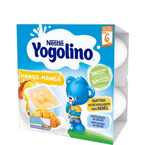 Nestle Yogolino Postre Mango Postre l&aacute;cteo sin az&uacute;cares a&ntilde;adidos a partir de 6 meses 4x100 gr