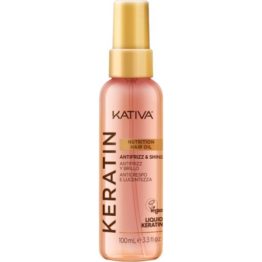Kativa Nutrition Hair Oil Liquid Keratin Tratamiento capilar intensivo mejora la fortaleza y elasticidad del cabello ofreciendo brillo con keratina vegetal 100 ml