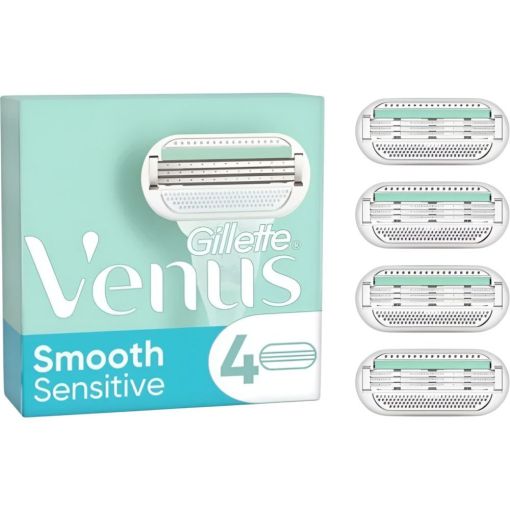 Gillette Venus Smooth Sensitive Maquinilla De Afeitar Recambio Maquinilla de afeitar de 3 hojas ofrece depilaci&oacute;n suave y apurada para acabado perfecto 4 uds