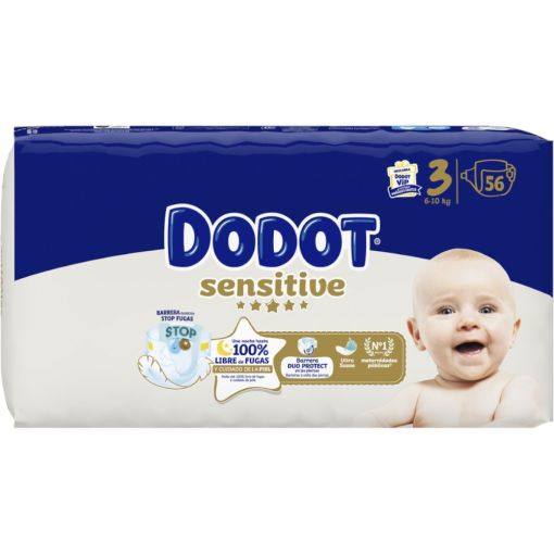 Dodot Pa&ntilde;ales Sensitive 6-10 Kg Talla 3 Pa&ntilde;al absorbe y bloquea al instante ofreciendo m&aacute;xima protecci&oacute;n y absorci&oacute;n 56 uds