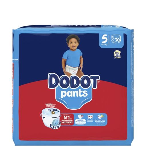 Dodot Pants Pa&ntilde;al-Braguita 12-17 Kg Talla 5 Pants antifugas ultraabsorbente con cintura el&aacute;stica y ajuste 350&ordm;  hasta 12 horas de protecci&oacute;n 30 uds