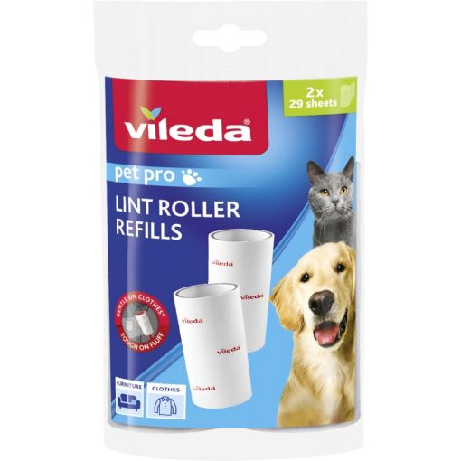 Vileda Pet Pro Link Roller Recambio Rodillo quitapelusas recoge y retiene efizcazmente pelo polvo y pequeñas partículas de tejidos textiles 29 hojas 2 uds