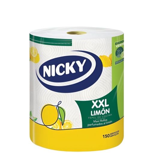 Nicky Papel De Cocina Xxl Lim&oacute;n Rollo de cocina absorbente y resistente sensaci&oacute;n fresca y limpia 1 ud