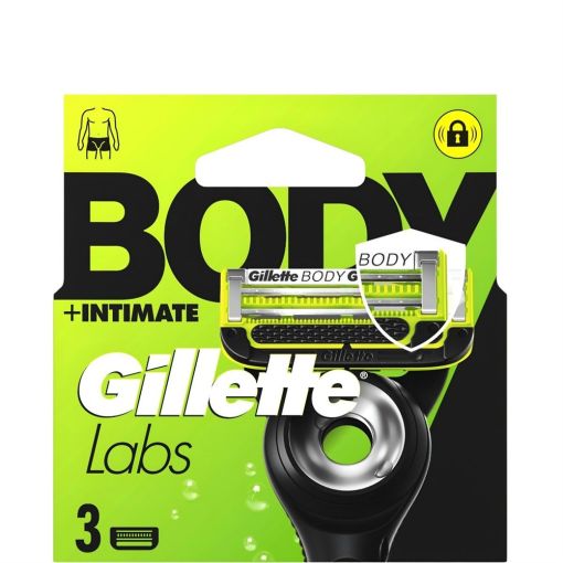 Gillette Labs Body+Intimate Maquinilla De Afeitar Recambio Maquinilla de afeitar corporal con banda lubricante y antiirritaci&oacute;n ayuda a reducir el picor protegiendo las zonas sensibles 3 uds