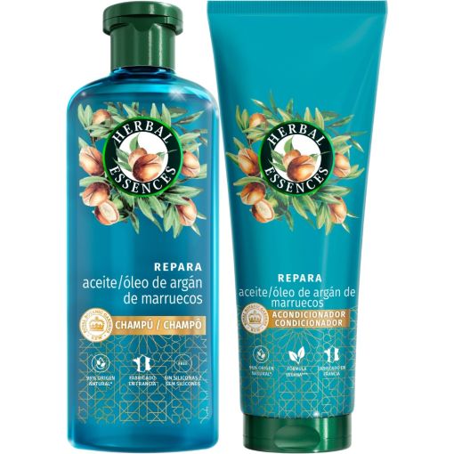 Herbal Essences Aceite De Arg&aacute;n Repara Set Set capilar vegano ayuda a trasformar el cabgello seco en un cabello rico y sedoso con aroma floral