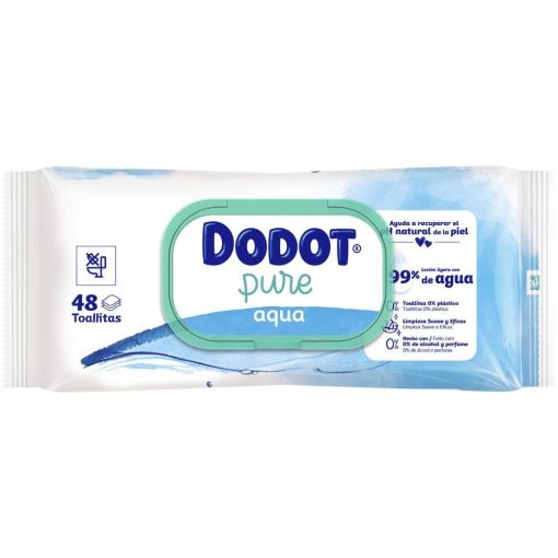 Dodot Pure Aqua Toallitas Toallitas naturales de higiene diario limpian suavemente y protegen la piel de los beb&eacute;s 48 uds