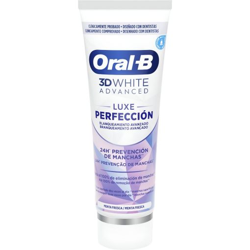 Oral-B 3d White Avanced Luxe Perfecci&oacute;n Dent&iacute;frico Pasta de dientes blanqueamiento avanzado 24 horas sabor menta fresca 75 ml