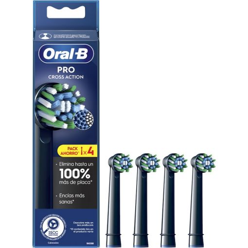 Oral-B Cepillo Dental Pro Cross Action Recambio Pack Ahorro Cepillo de dientes el&eacute;ctrico elimina hasta un 100% m&aacute;s de placa 4 uds