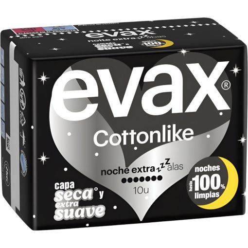 Evax Cottonlike Noche Extra Alas Compresas Compresas de noche extra con alas 10 uds