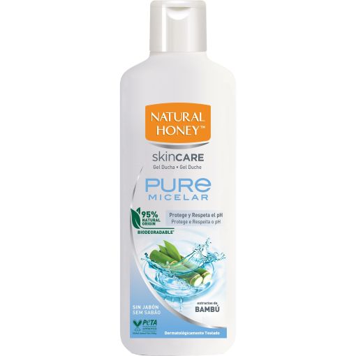 Natural Honey Skin Care Pure Micelar Gel De Ducha Gel de ducha protege y respeta el ph de la piel con extractos de bamb&uacute; 650 ml