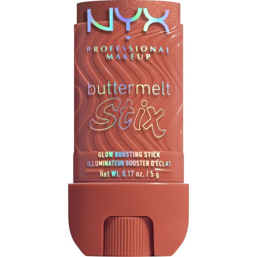 Nyx Professional Makeup Buttermelt Stix Glow Boosting Stick Iluminador cremoso en barra de textura modulable realza el brillo natural para un acabado glaseado hasta 8 horas