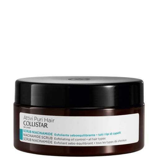 Collistar Attivi Puri Hair Exfoliante Con Niacinamida Exfoliante capilar sobrerregulador y purificante absorbe el exceso de sebo e impurezas para cabello resplanceciente 250 gr